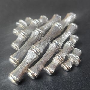 Vintage Signed Monet Bamboo Silver Brooch